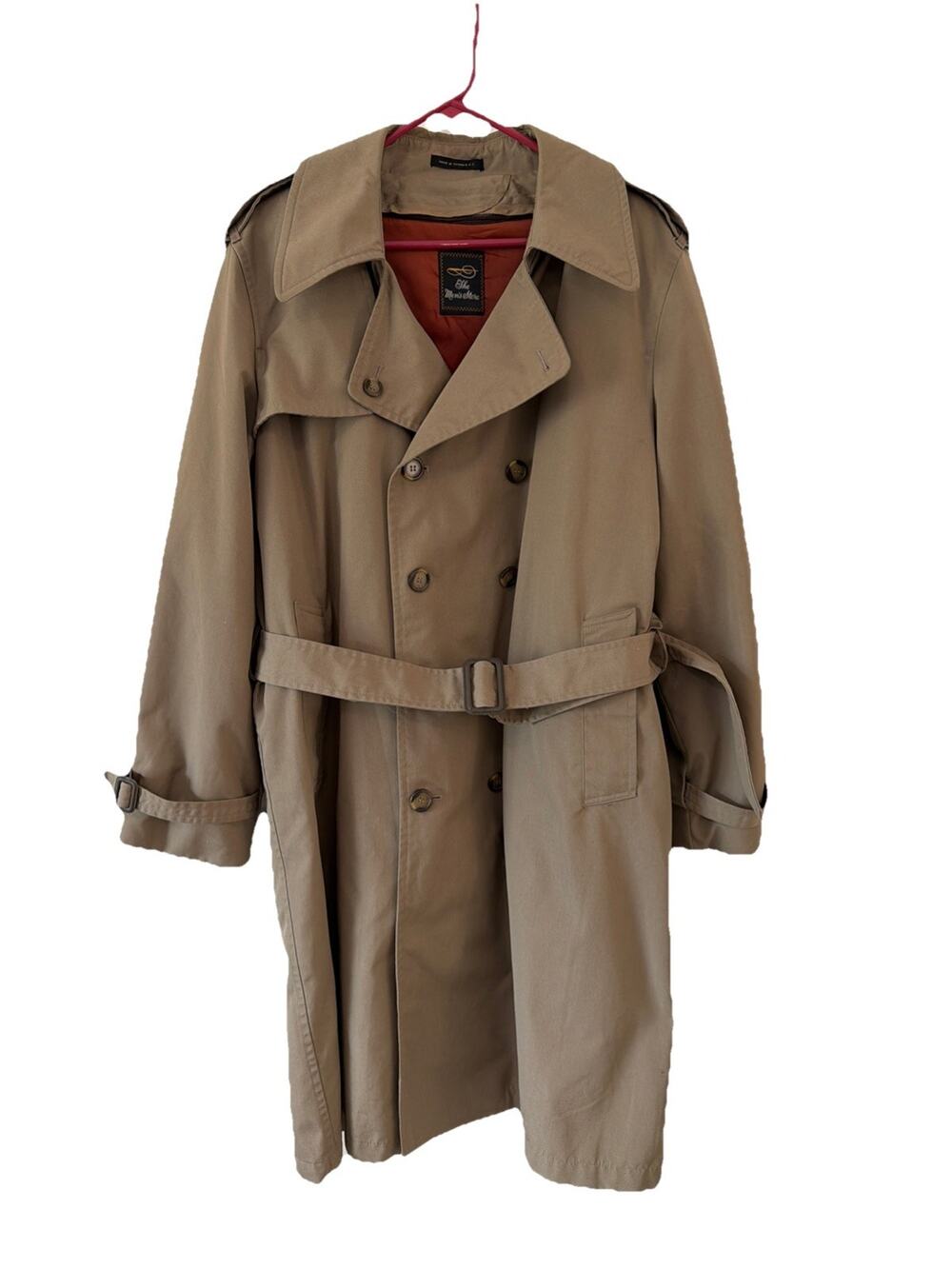 The Men's Store Sz 42 Reg Tan Vintage Trench Coat Zip Out Fur Lining Classic
